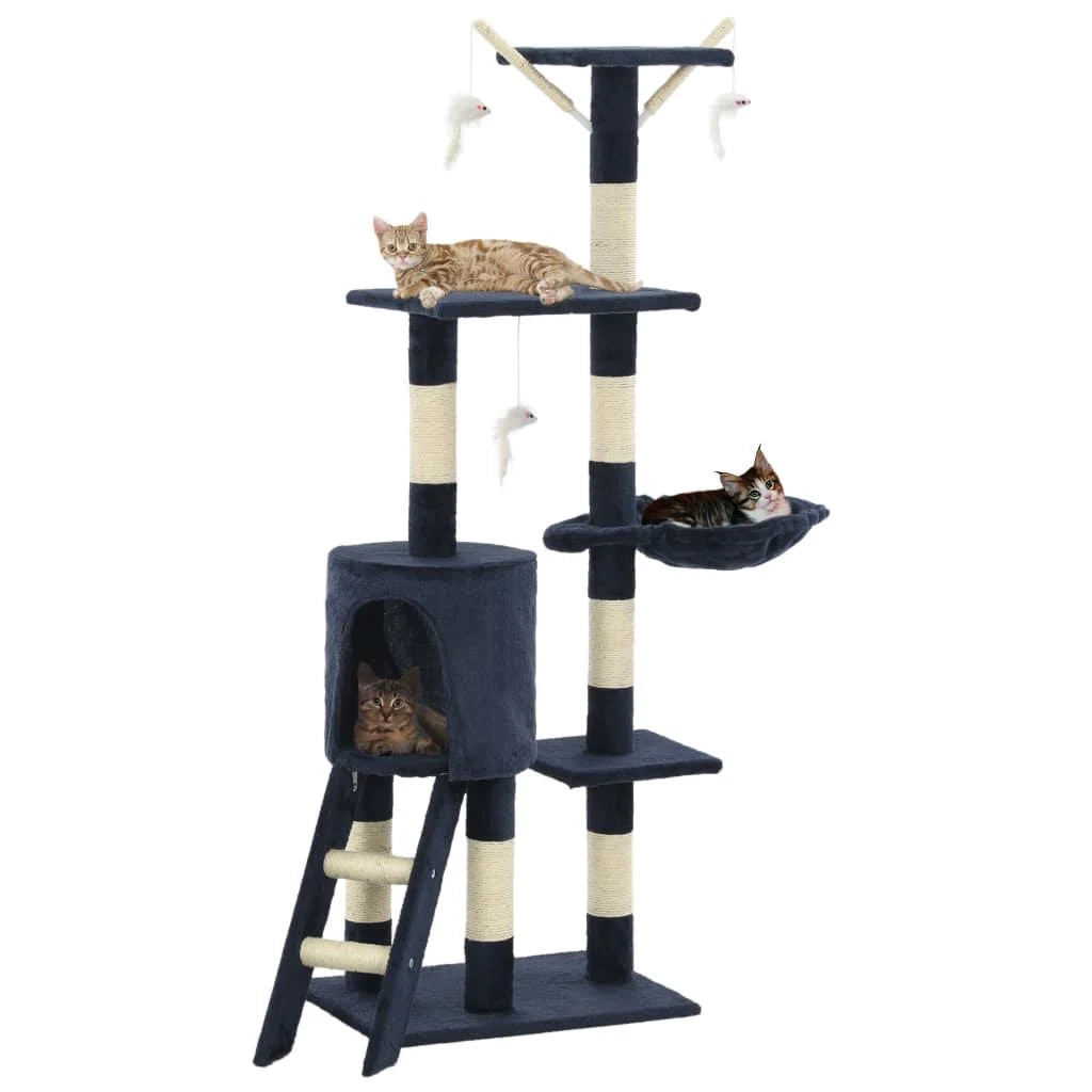 Tiragraffi albero per gatti cuccia per gatti giocattolo peluche sisal 138 cm blu scuro 3702052