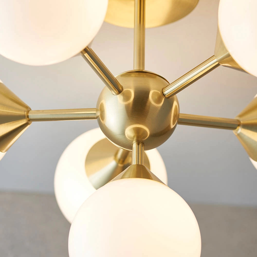 Plafoniera moderna ottone 6 luci G9 sfere vetro Endon