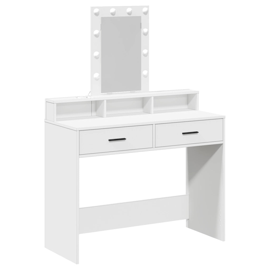 Tavolo da trucco con luci a LED Bianco 100x41x140 cm