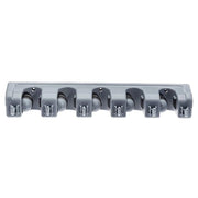 Organizzatore per strumenti di pulizia e giardinaggio rettangolare per lavanderia, cucina, serra e garage, 6 ganci e 5 fessure, grigio