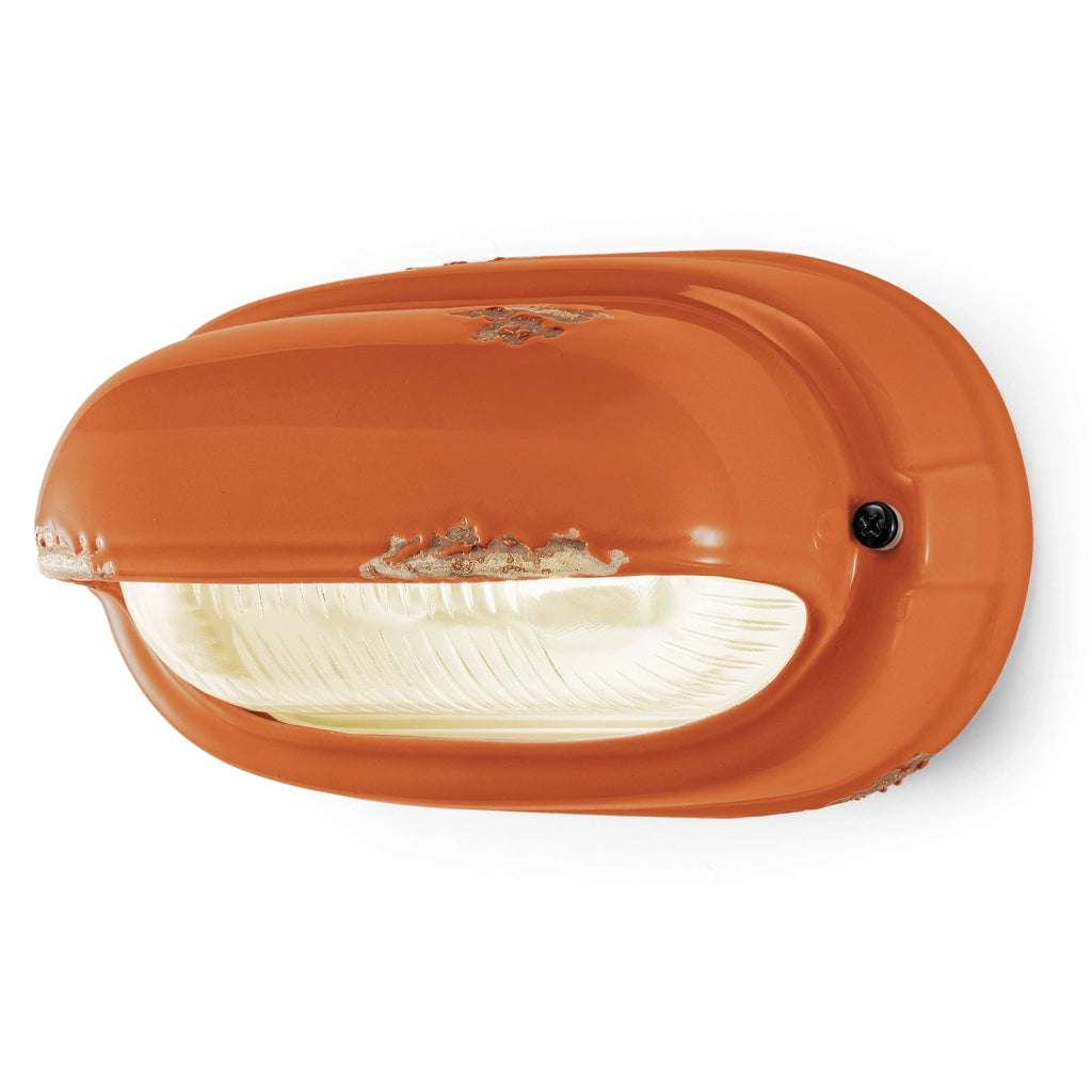 Applique Vintage Orizzontale Ceramica Arancio 1 Luce E27