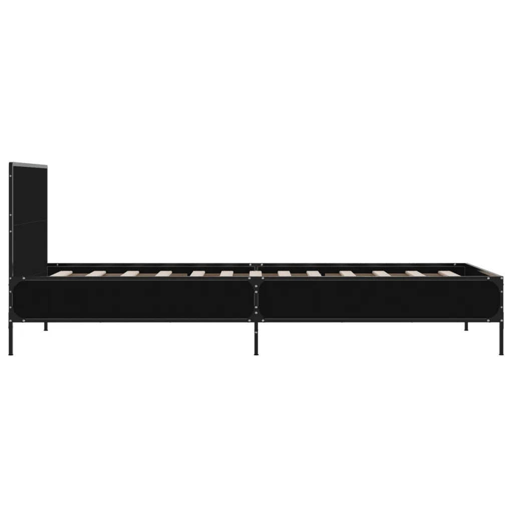 Giroletto Nero 90x190 cm in Legno Multistrato e Metallo