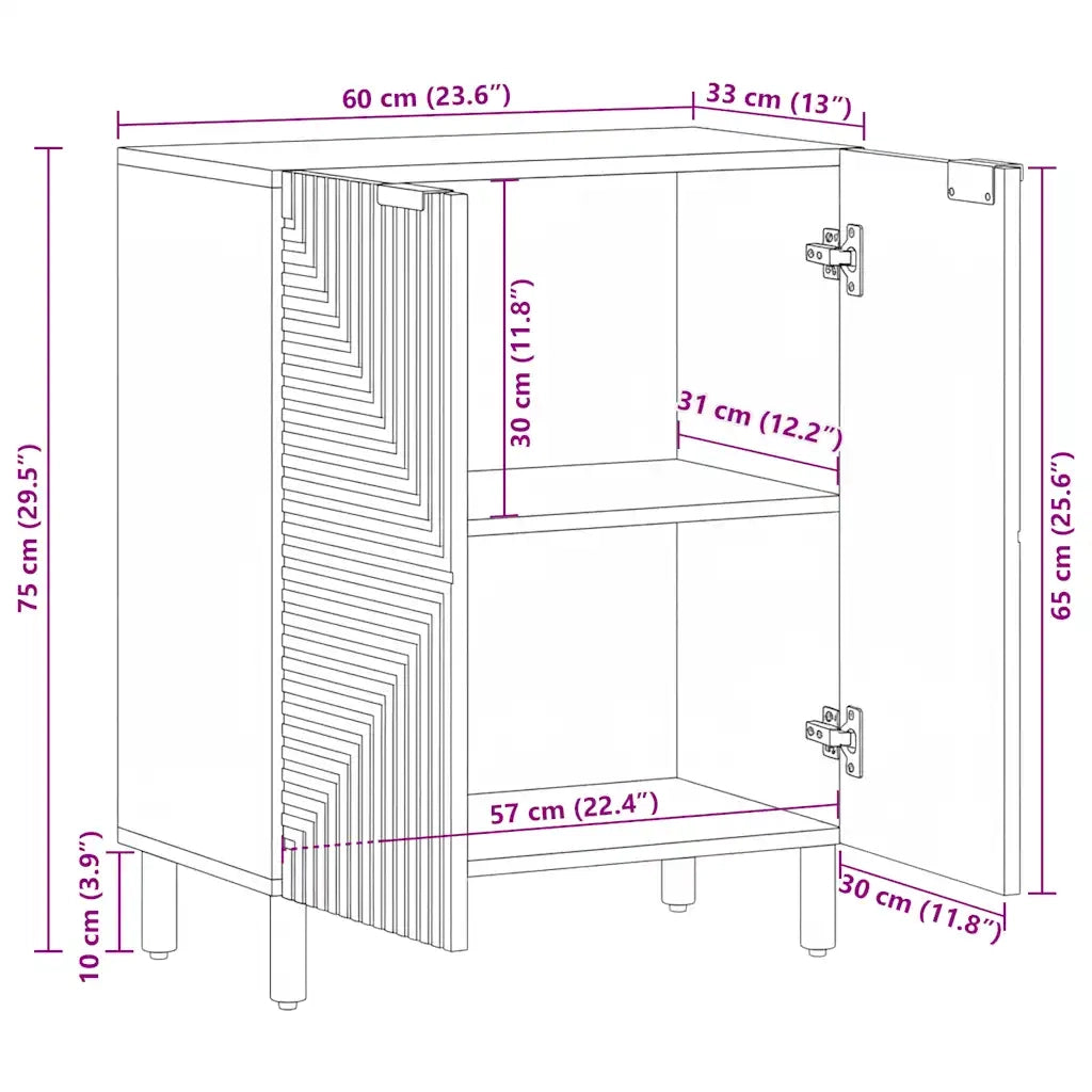 Credenza 60x33x75 cm in Legno Massello di Acacia 4017758