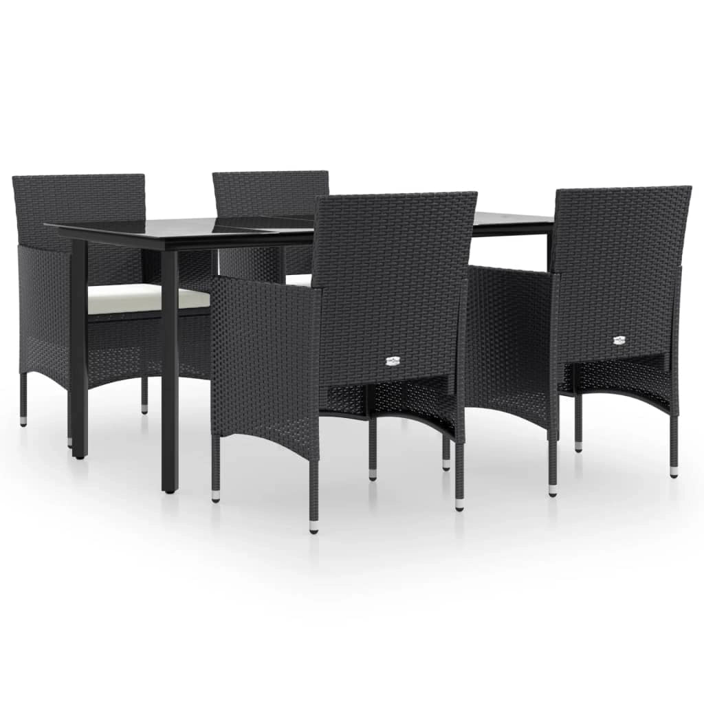 Set da pranzo da esterno nero da 5 pezzi con cuscini 02_0014163