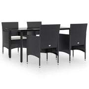 Set da pranzo da esterno nero da 5 pezzi con cuscini 02_0014163