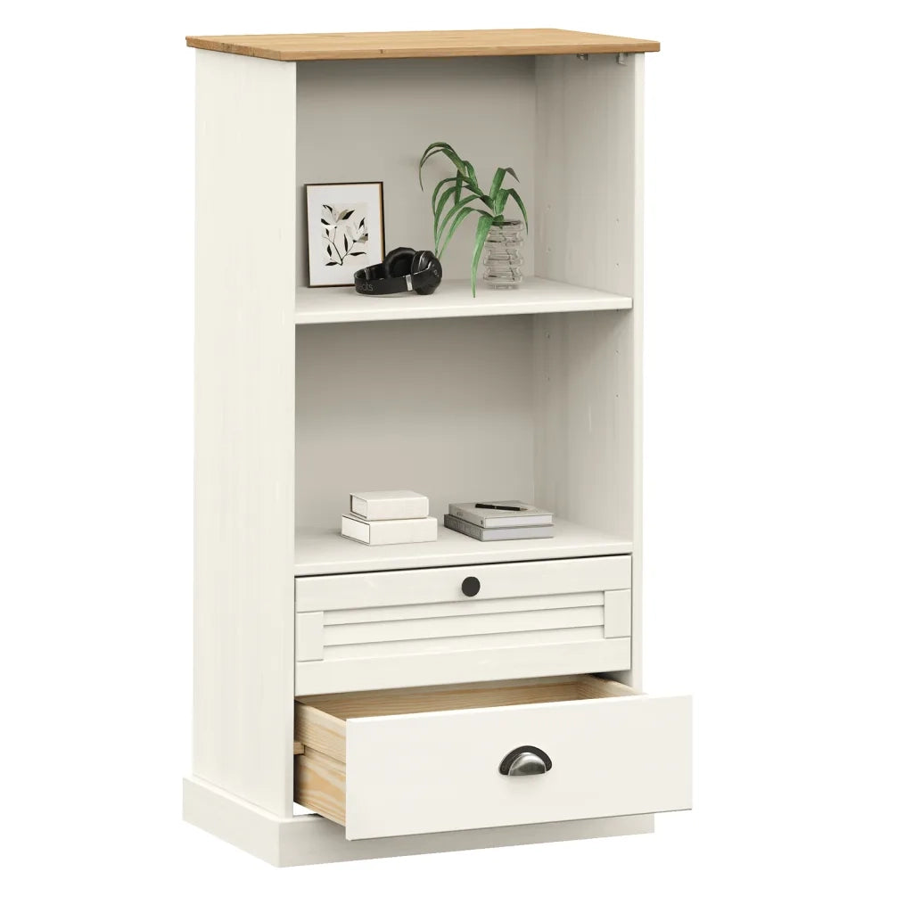 Libreria-Scaffale per Libri-Mobile di Stoccaggio VIGO 60x35x114,5 cm in Legno Massello di Pino Bianco
