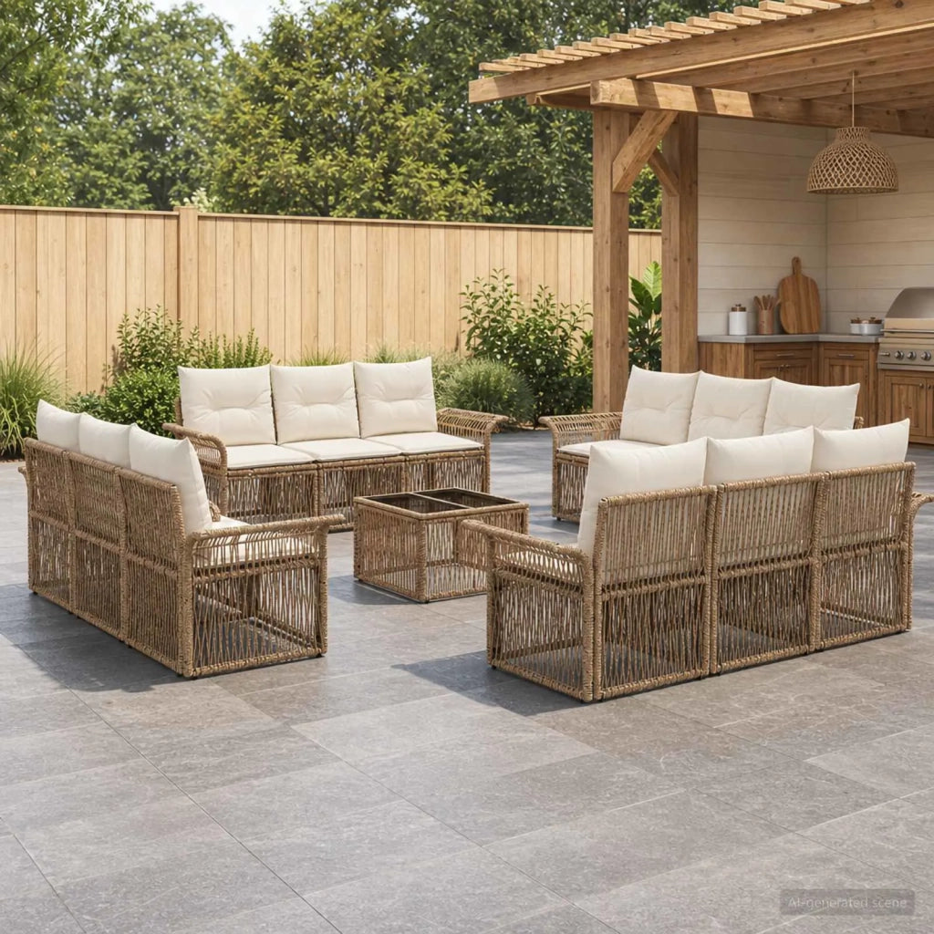 Set Divano da Giardino 13 pcs Beige polyrattan 3434784