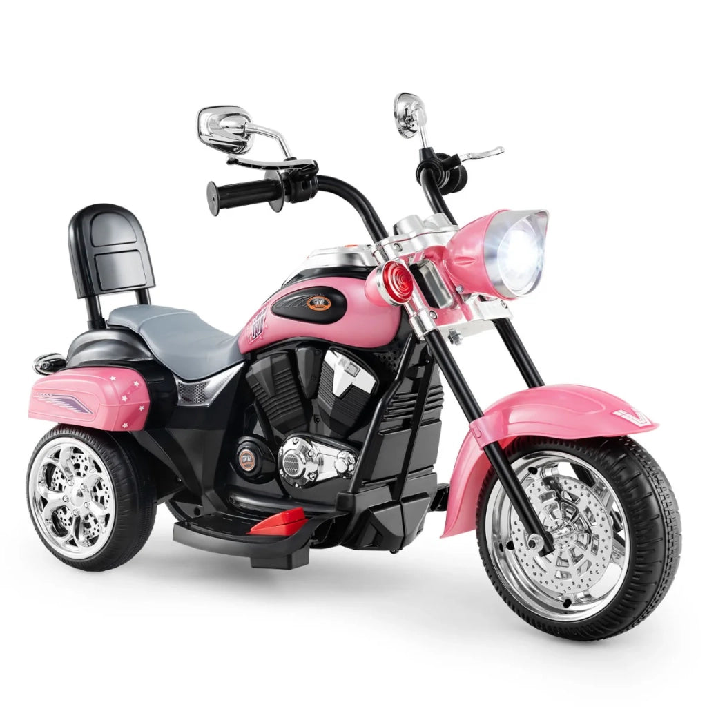 Moto elettrica chopper a 3 ruote 91 x 48 x 64 cm avanti/indietro stile moderno interno/esterno PP nero e rosa 20_0018328