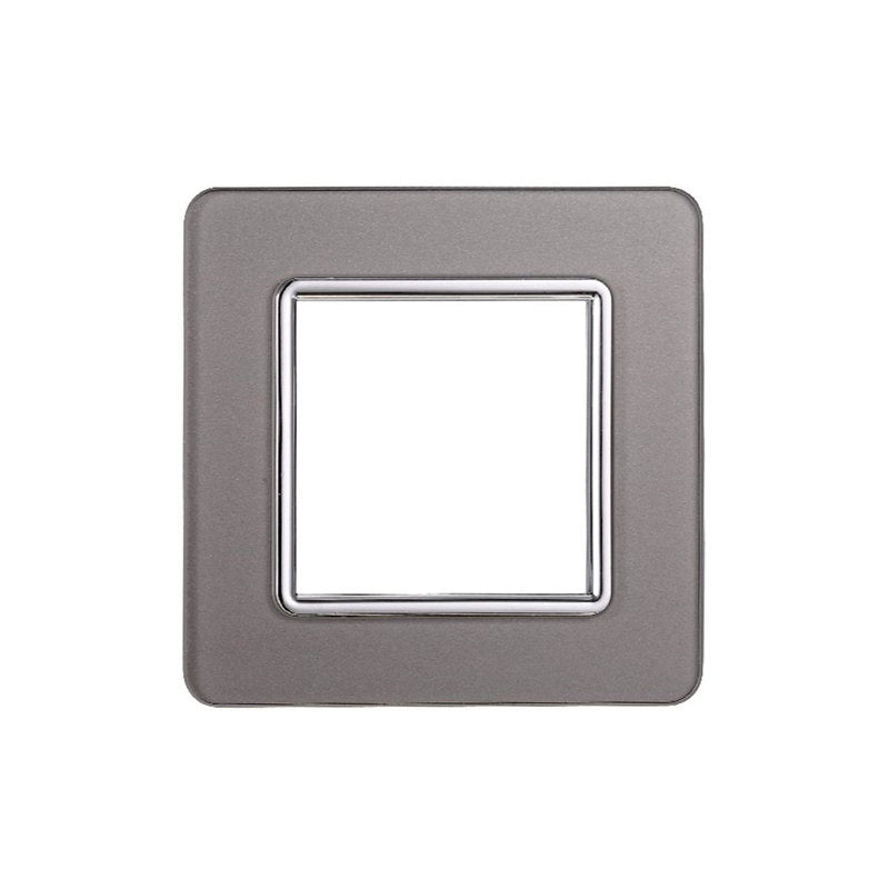 Placca In Vetro Serie Starlight 2P Colore Silver Compatibile Con Vimar Plana
