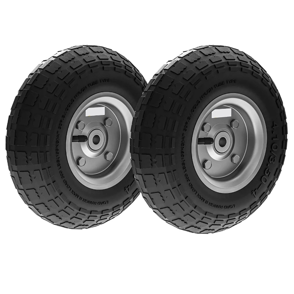 Set 2 Ruote per Carrello Ø25,5x7,5 cm Capacità 80 kg con Scanalature in Gomma e Acciaio Nero