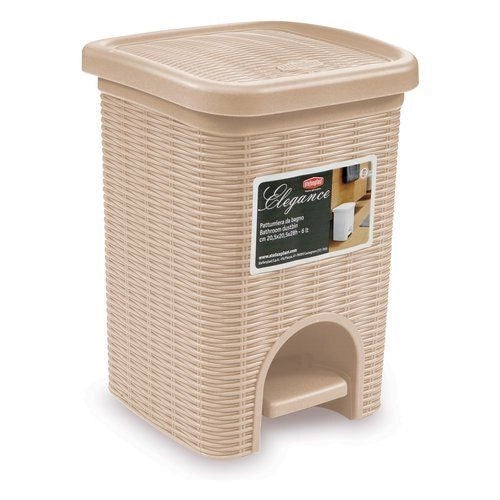 Stefanplast BE09 Elegance Pattumiera a Pedale 6 lt cestello interno estraibile finitura effetto midollino colore Cashmere