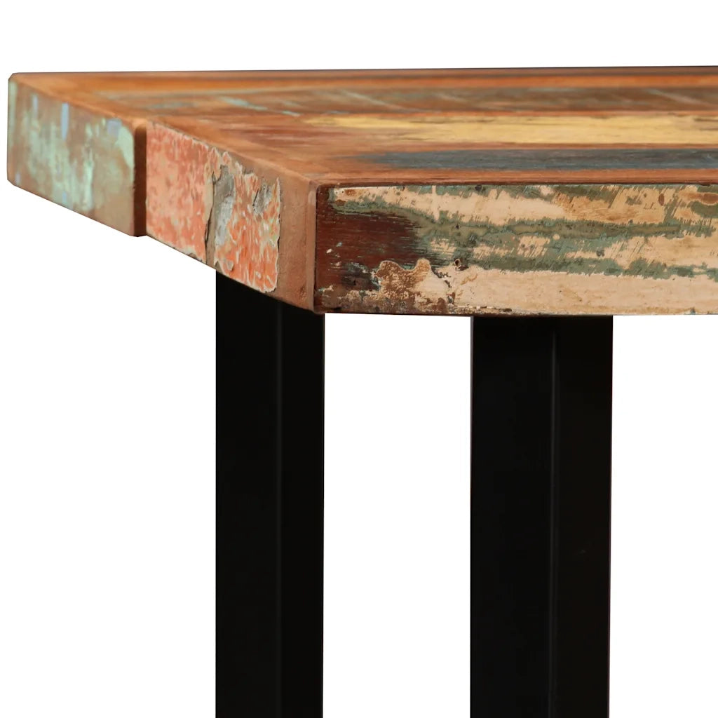 Set da Bar 7 pz in Legno Massello di Recupero Vera Pelle e Tela cod mxl 23680