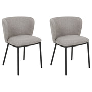 Set di 2 sedie da pranzo in poliestere grigio Rivestimenti in metallo nero Gambe senza braccioli Schienale curvo Design moderno e contemporaneo