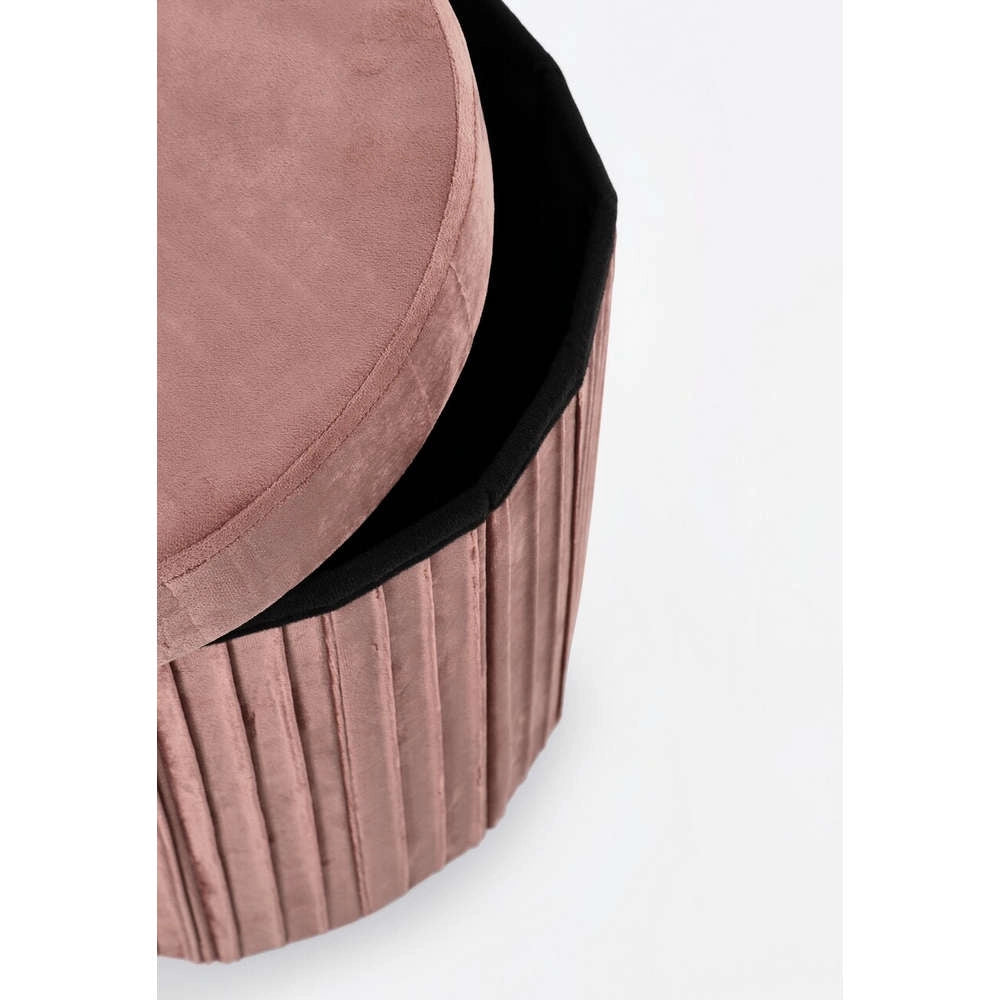 Pouf Contenitore Rotondo in Velluto Rosa Antico Jocelyn Bizzotto