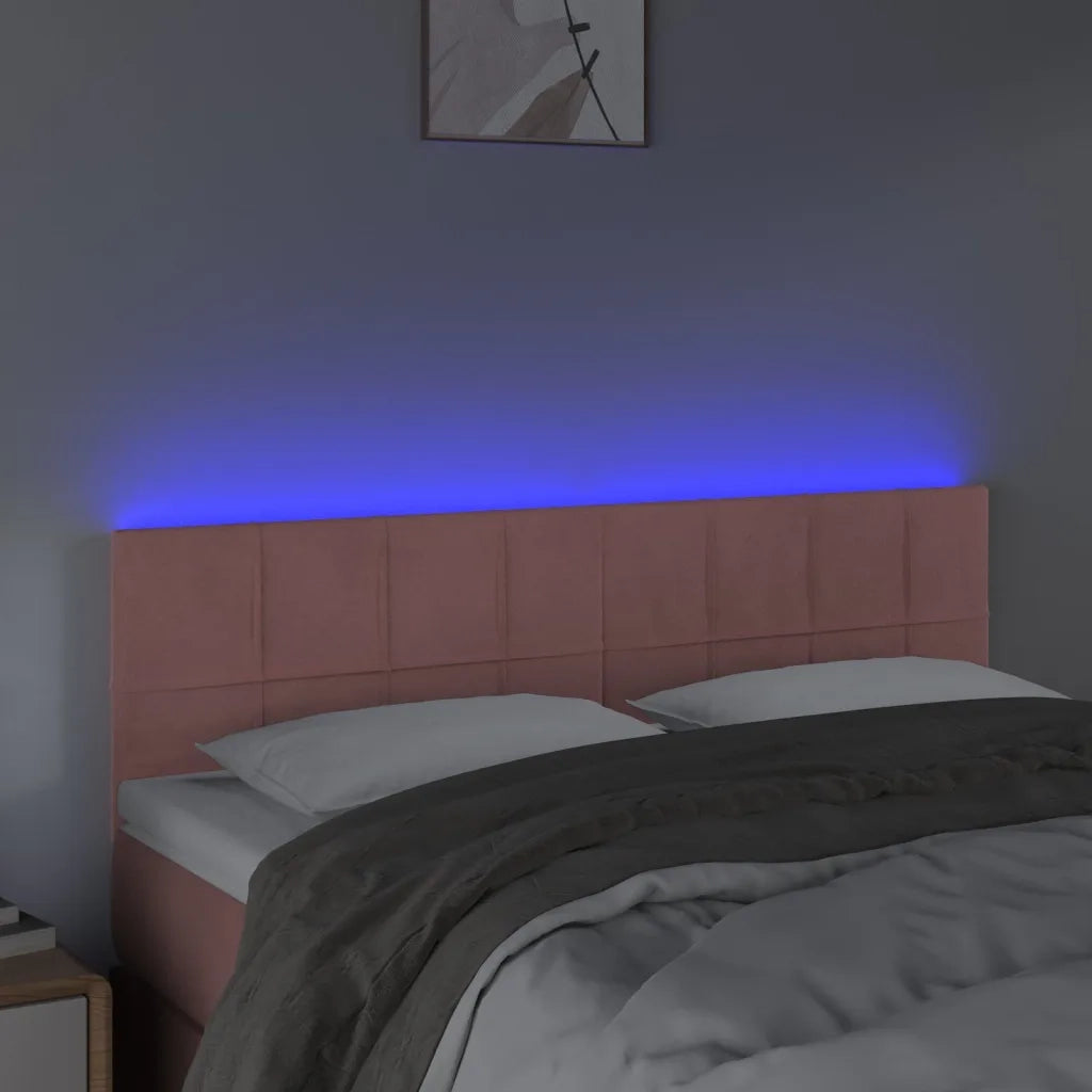 Testiera a LED-Testata con LED Rosa 144x5x78/88 cm in Velluto 456325
