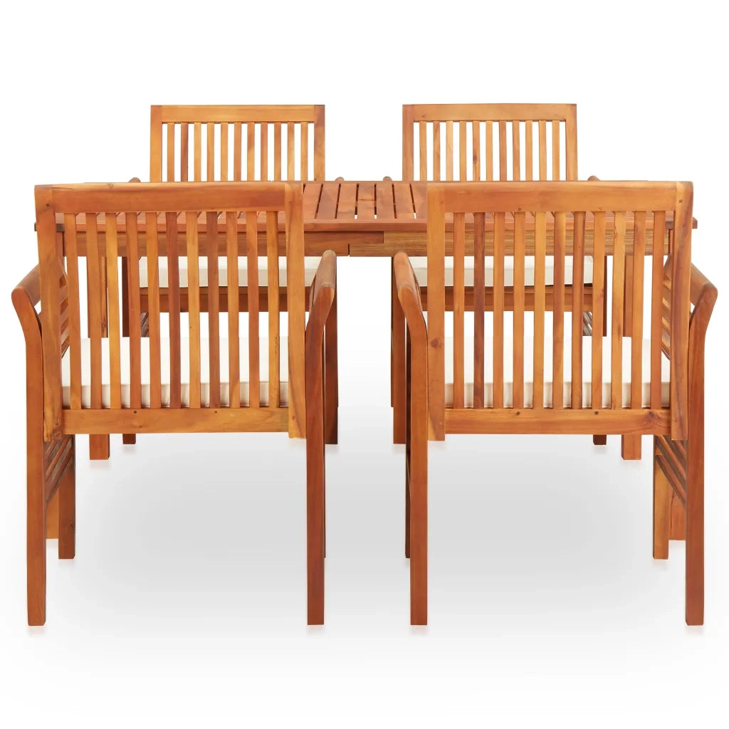 Set da Pranzo da Giardino 5 pz con Cuscini Massello di Acacia 278897