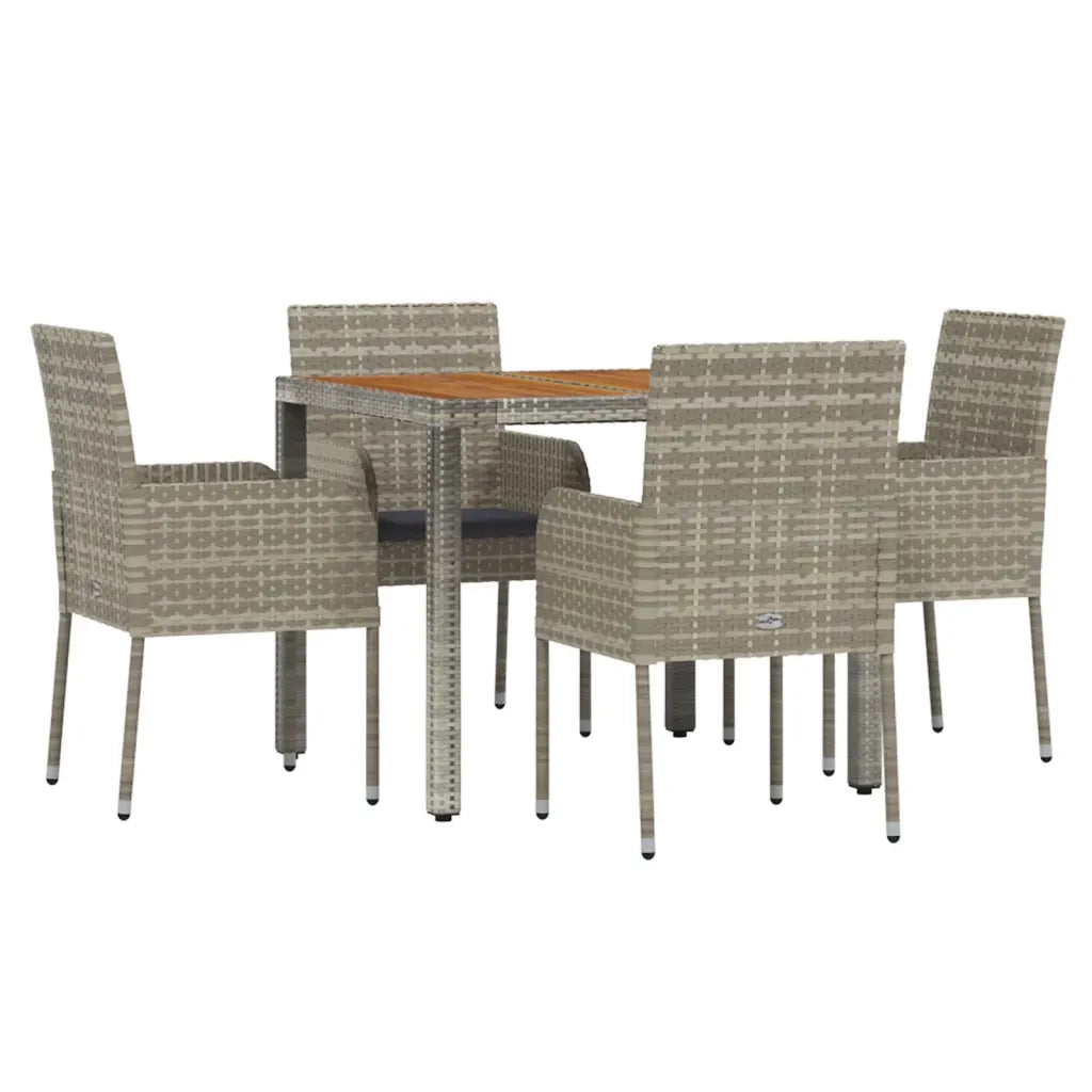 Set da Pranzo da Giardino 5 pz con Cuscini in Polyrattan Grigiocod mxl 124374