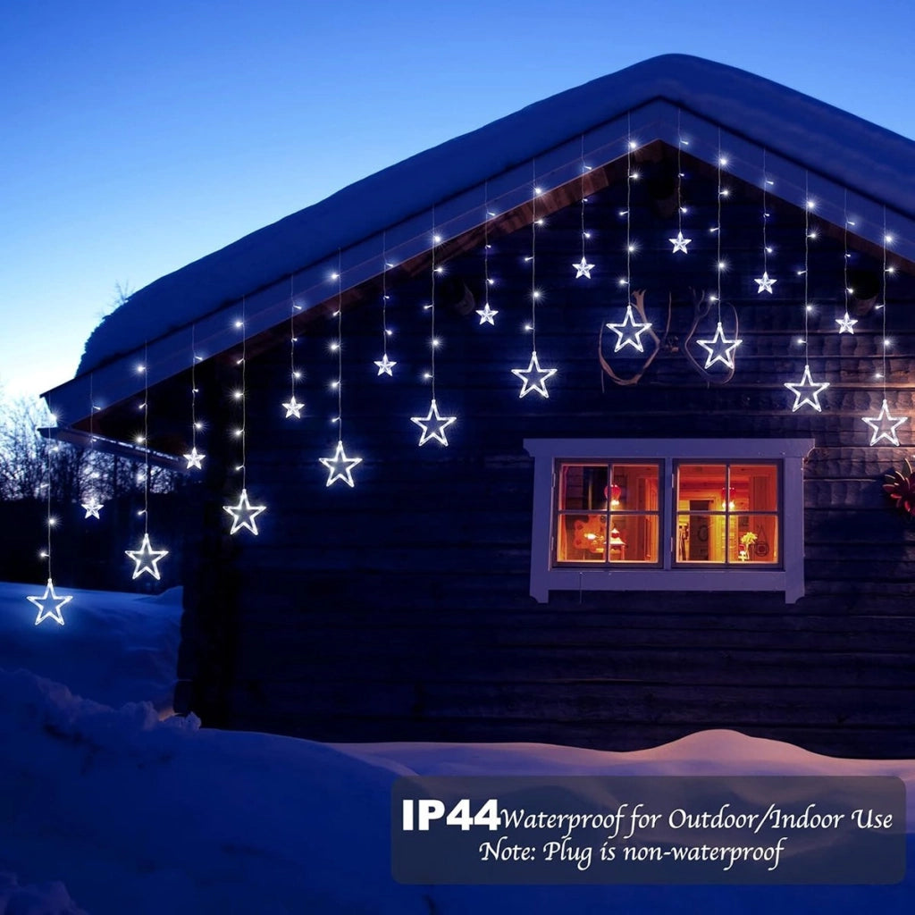CATENA LUMINOSA STELLA LUCE BIANCO FREDDO STELLE LUCI LED NATALE FESTE ADDOBBI