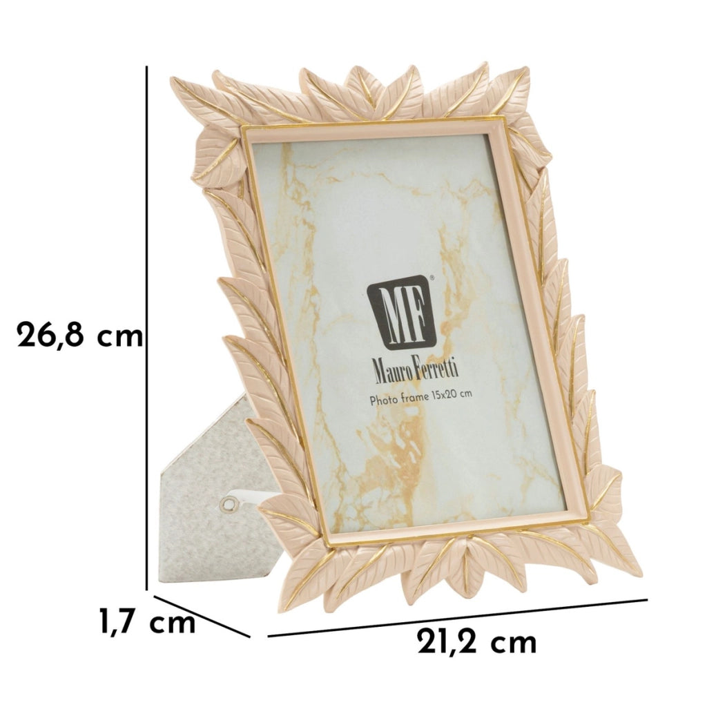 Cornice portafoto Leaffy in resina crema 15x20