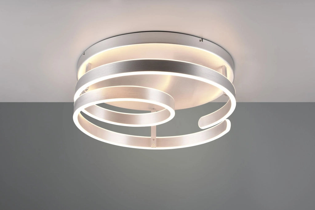MARNIE PLAFONIERA LED 58W 6800lm, 3000K METALLO ALLUMINIO A SPIRALE DIMMERABILE CON INTERRUTTORE D. 55CM
