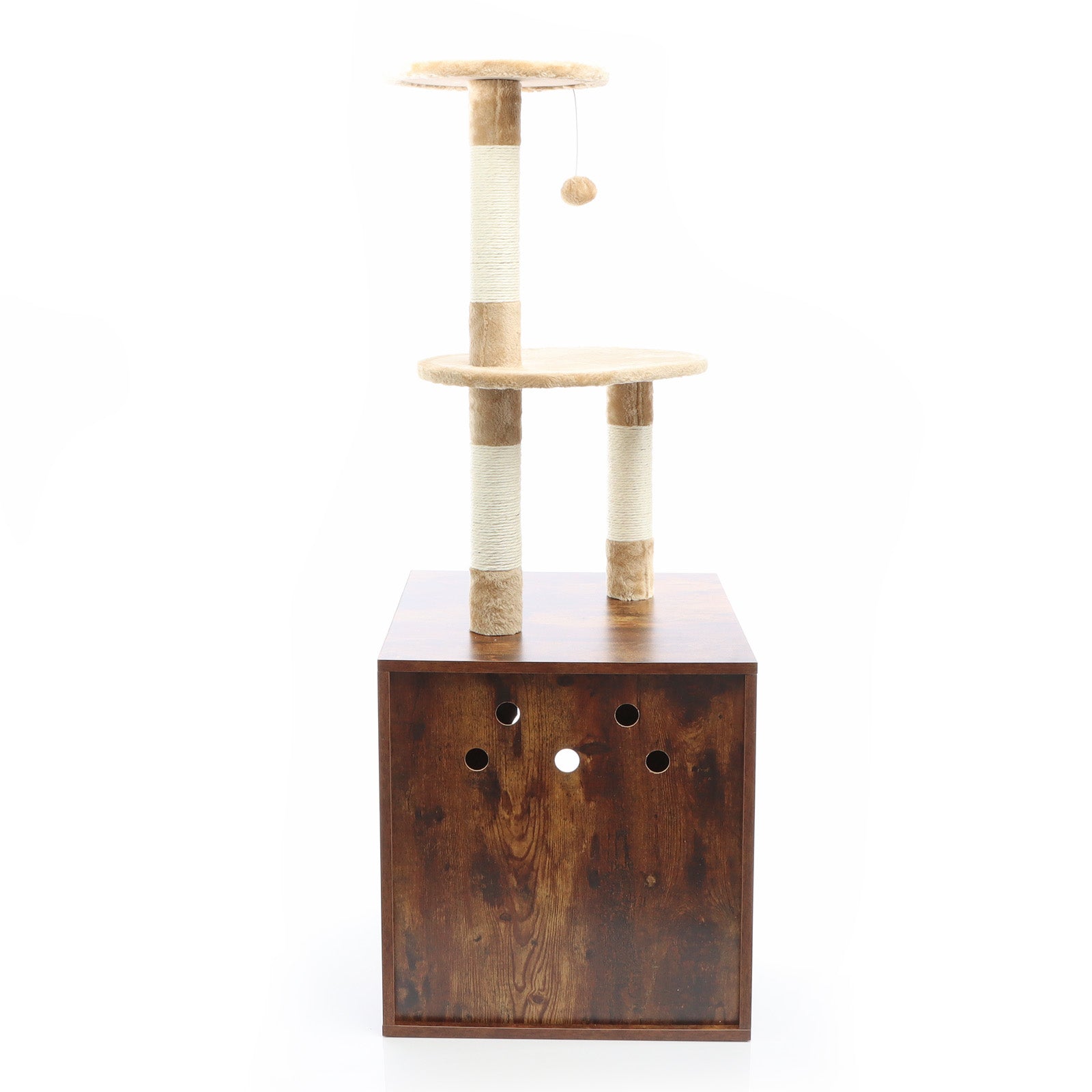 Fudajo Albero tiragraffi Design con box in legno marrone Mobile multifunzione con toilette gatti