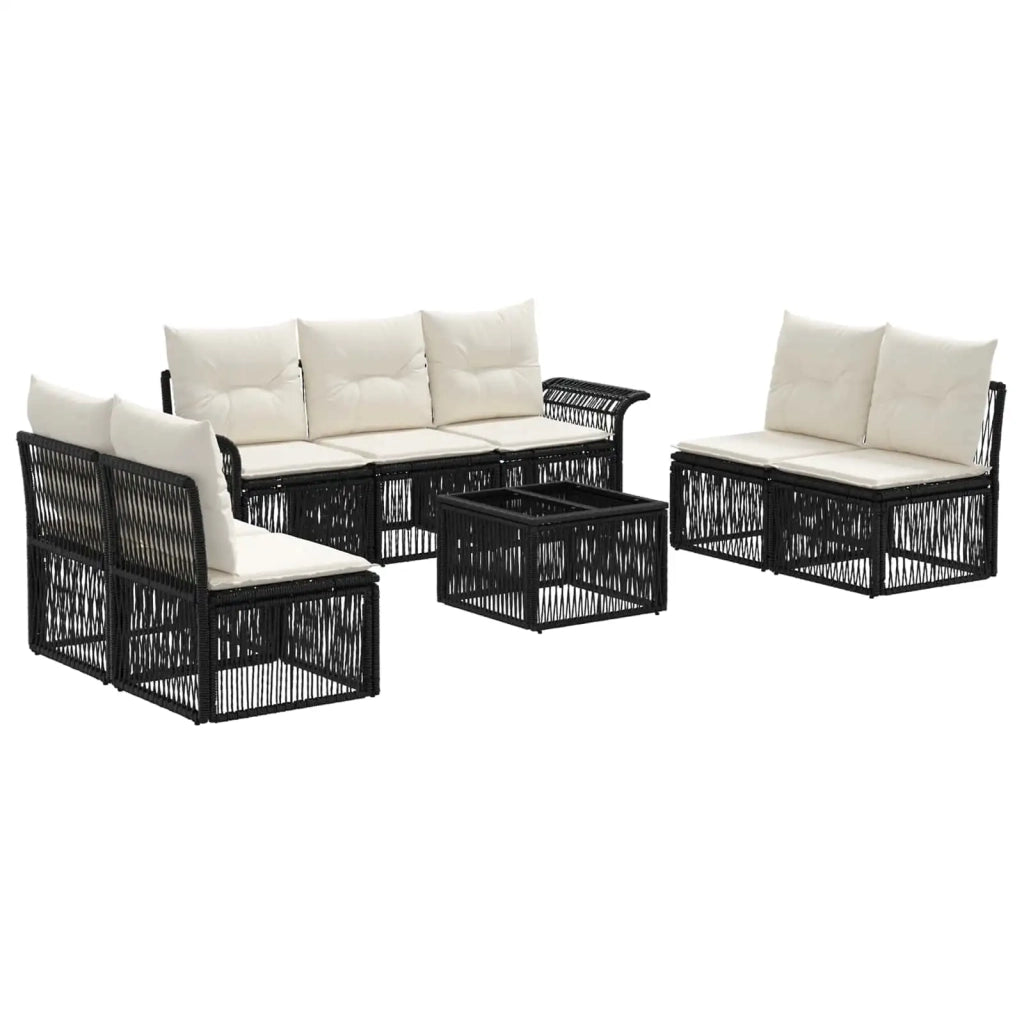 Set Divano da Giardino 8 pcs Nero polyrattan