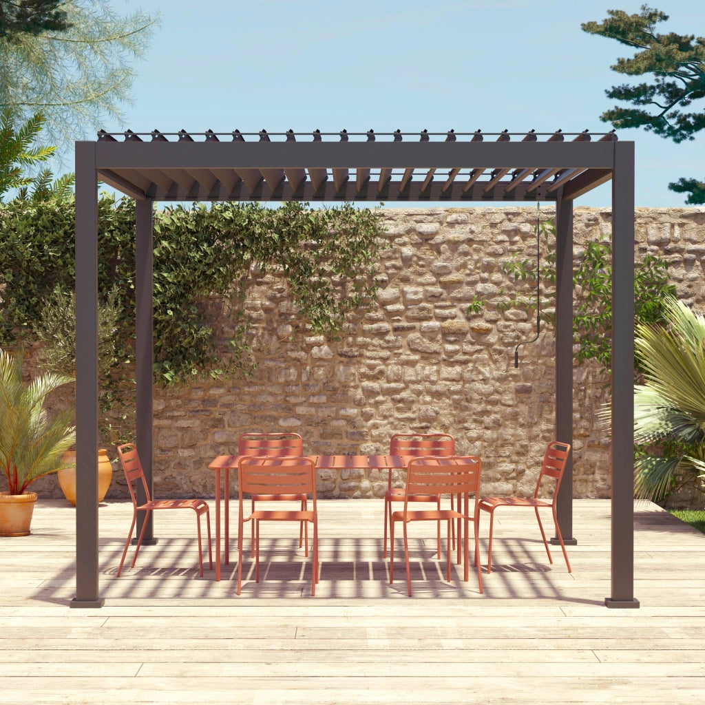 Pergola bioclimatica 3x3m in alluminio con lamelle orientabili,