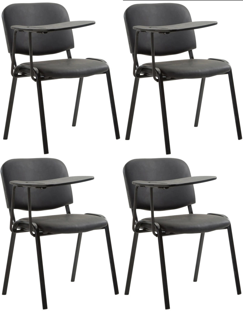 Set di 4 sedie Ken con tavolo pieghevole in similpelle nero