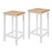 Set 2 SgabellI per Cucina Moderno SgabellI Legno massello Bianco Altezza 61 cm, Max Portata 100 kg Bianco FST29-WNX2