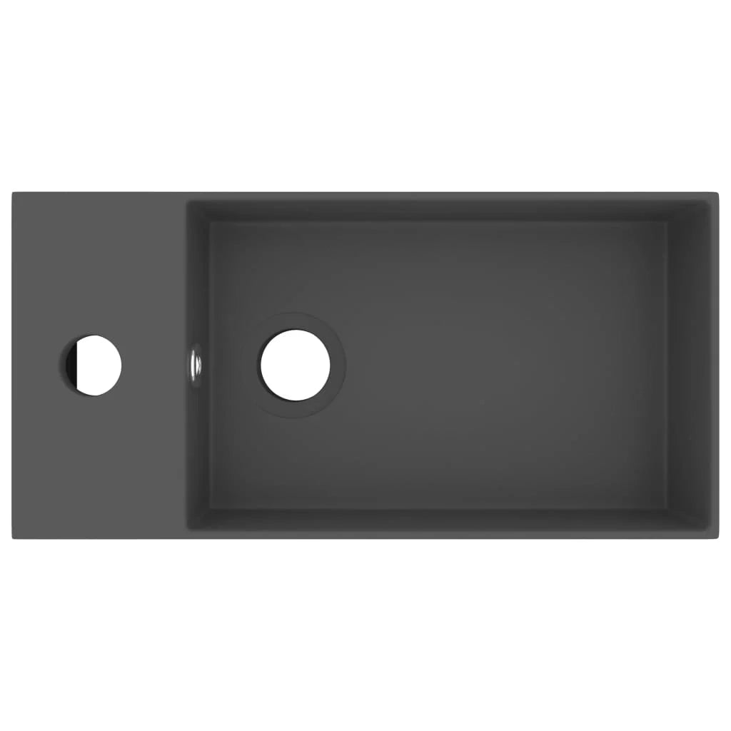 Lavabo da bagno con troppopieno rettangolare 48 x 25 cm ceramica grigio scuro 02_0002736