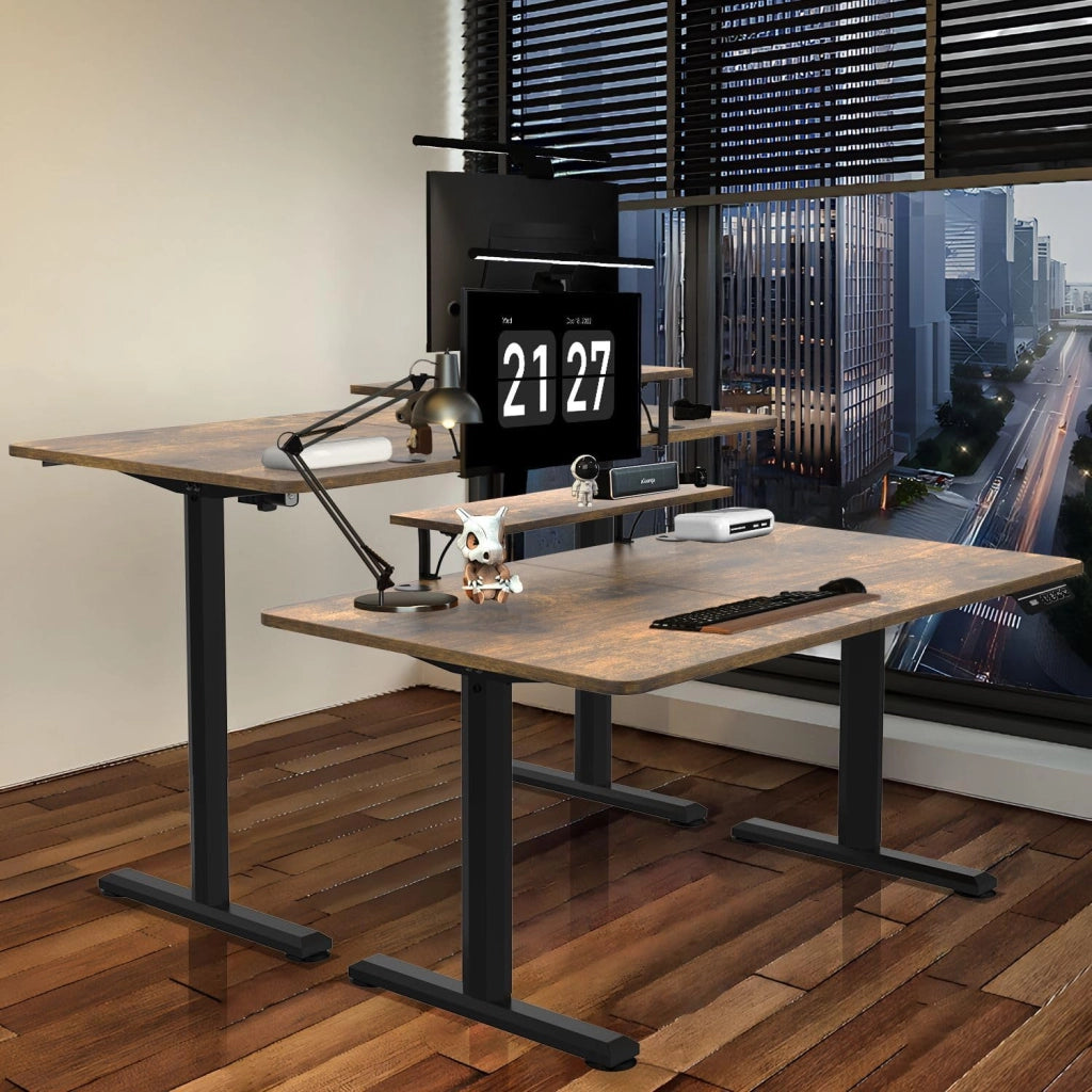 Scrivania da utilizzare seduti o in piedi, 160 x 70 cm, con supporto per monitor, regolabile in altezza, elettrica, con 140 altezze memorizzabili, da lavoro.