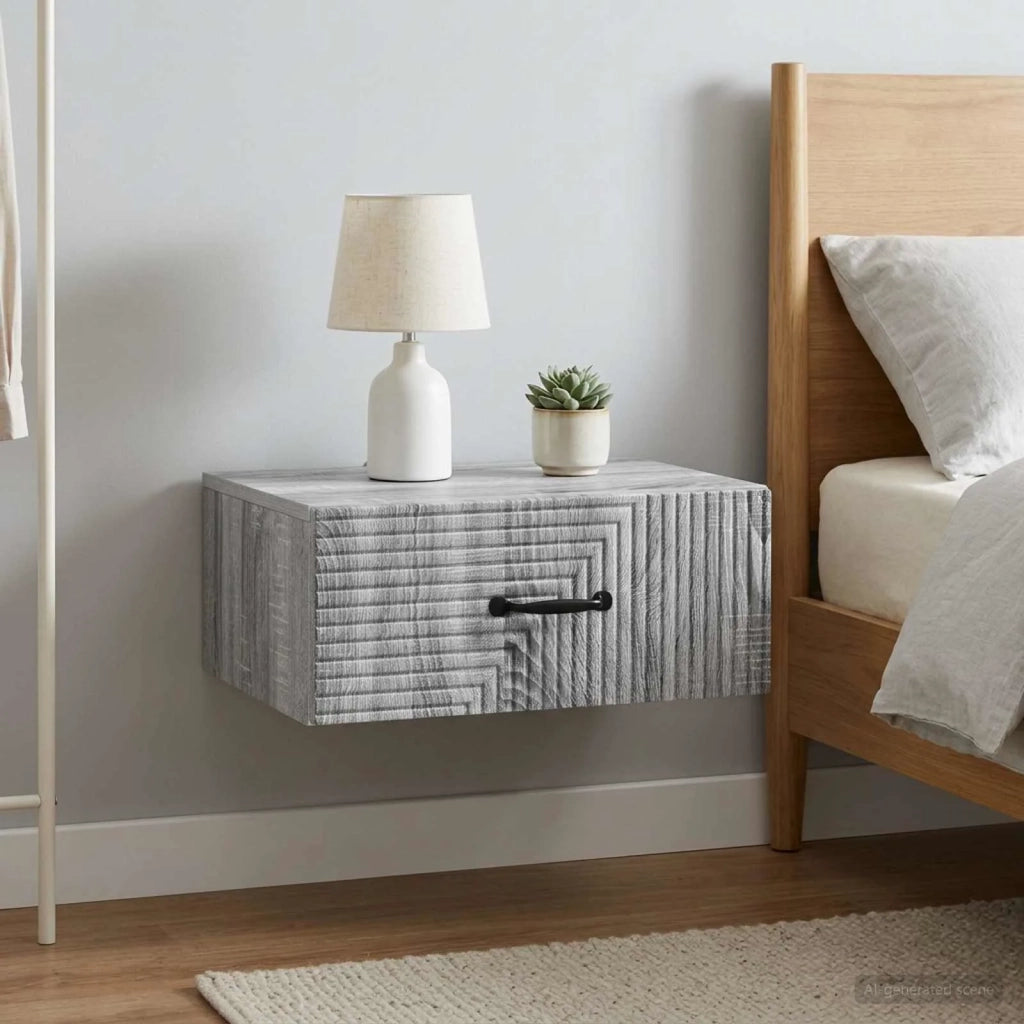 Mobiletto da notte a muro 2 pcs Grigio Sonoma 49 x 34,5 x 20 cm 898628