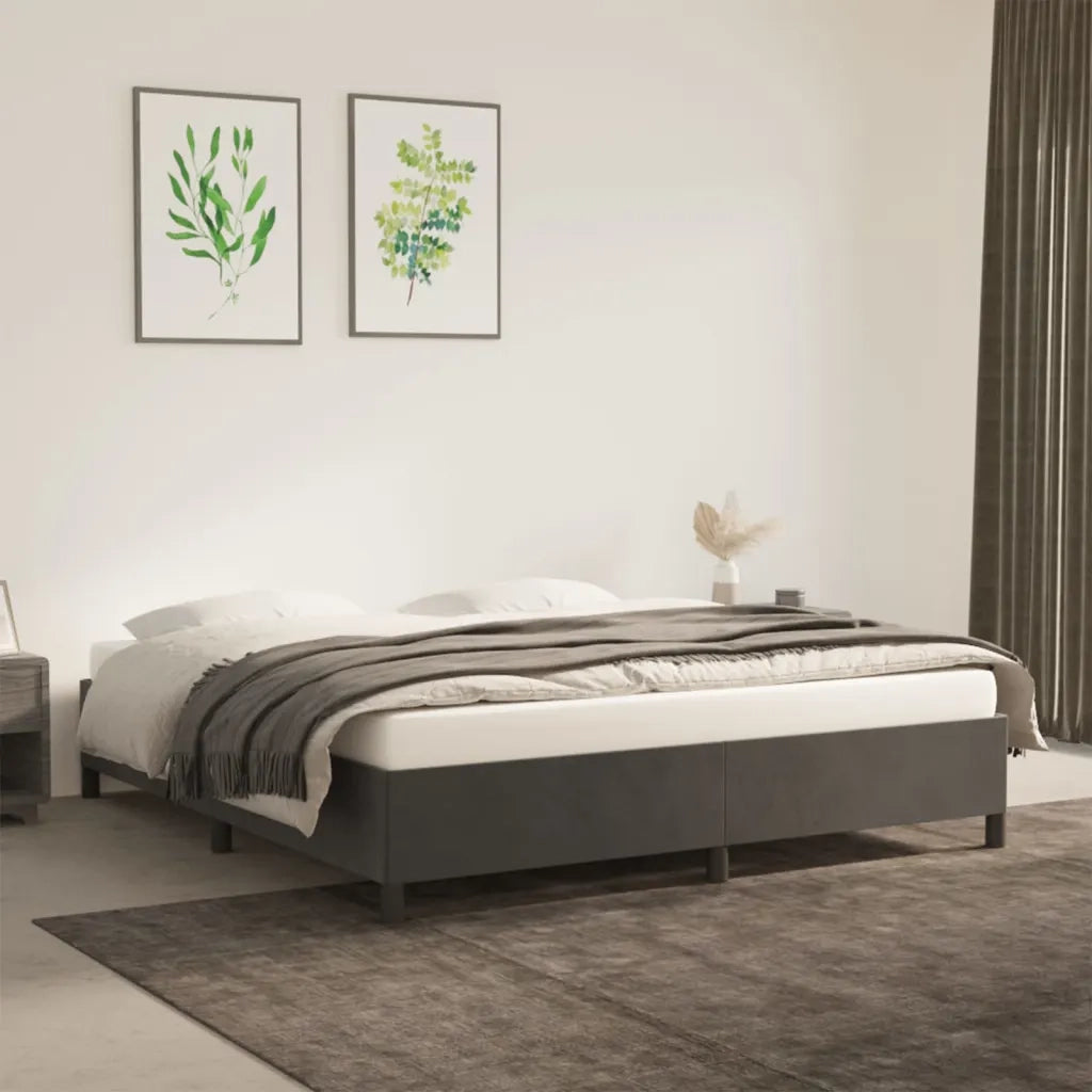 Giroletto senza Materasso Grigio Scuro 160x200 cm Velluto 347331