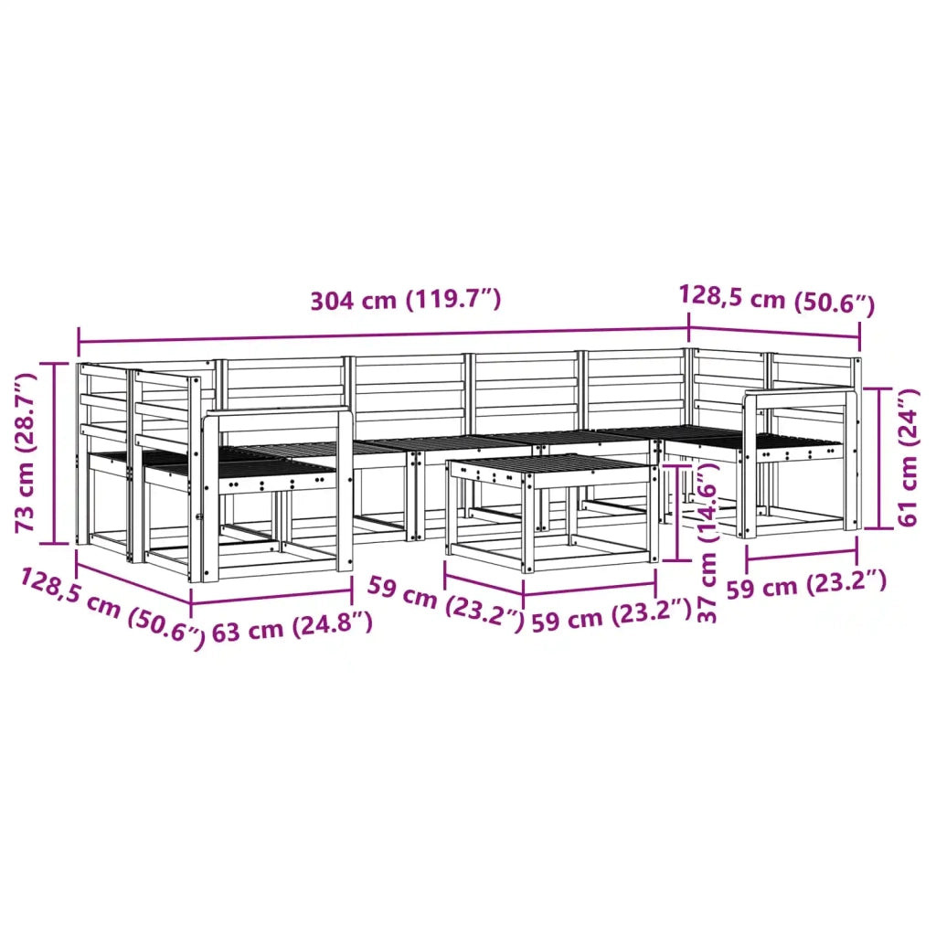 Set di divani da esterno 8 pcs Bianco 59 x 59 x 37 cm 3387373