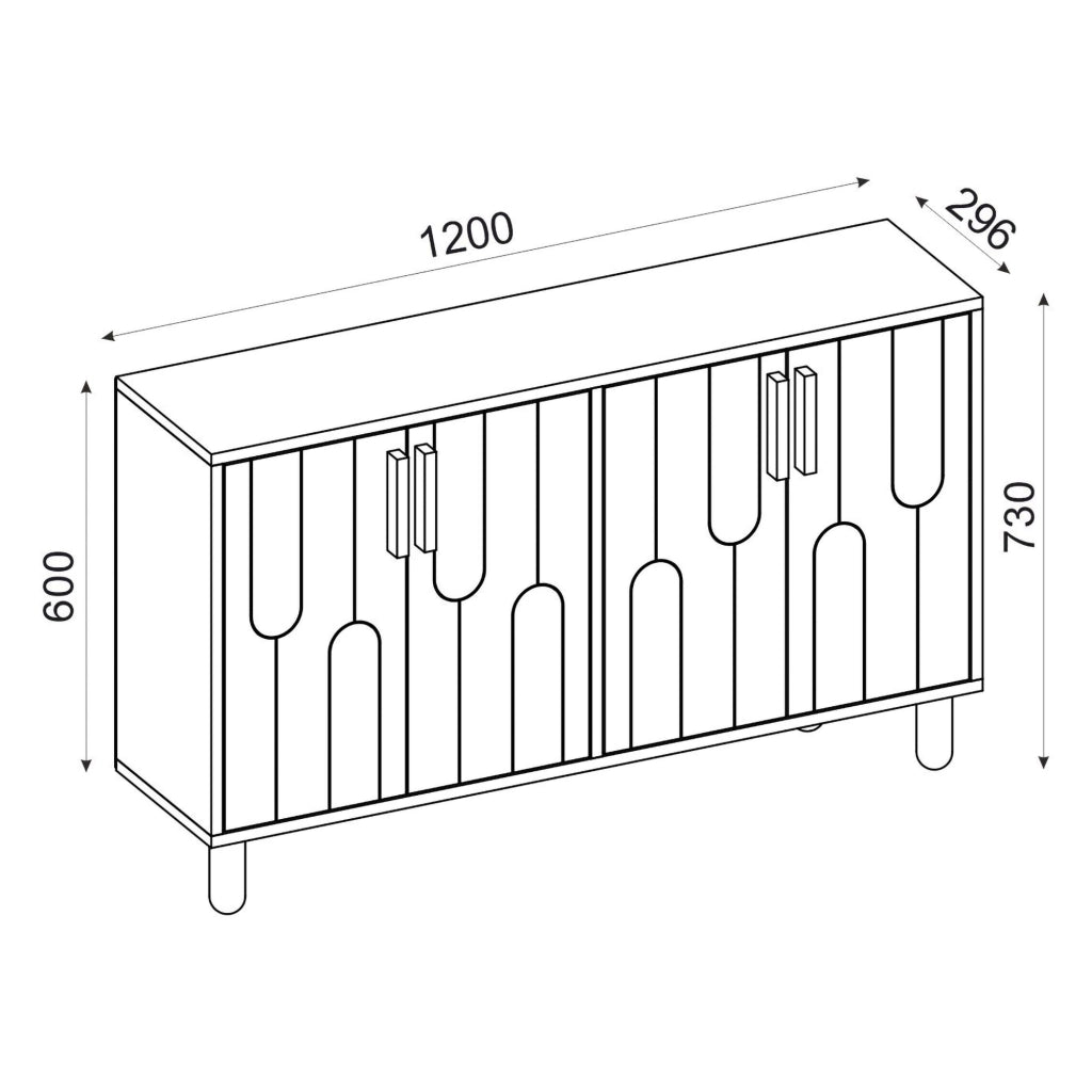 Madia Venerina, Credenza 2 Ripiani, 120x30x74h cm Nero Antracite