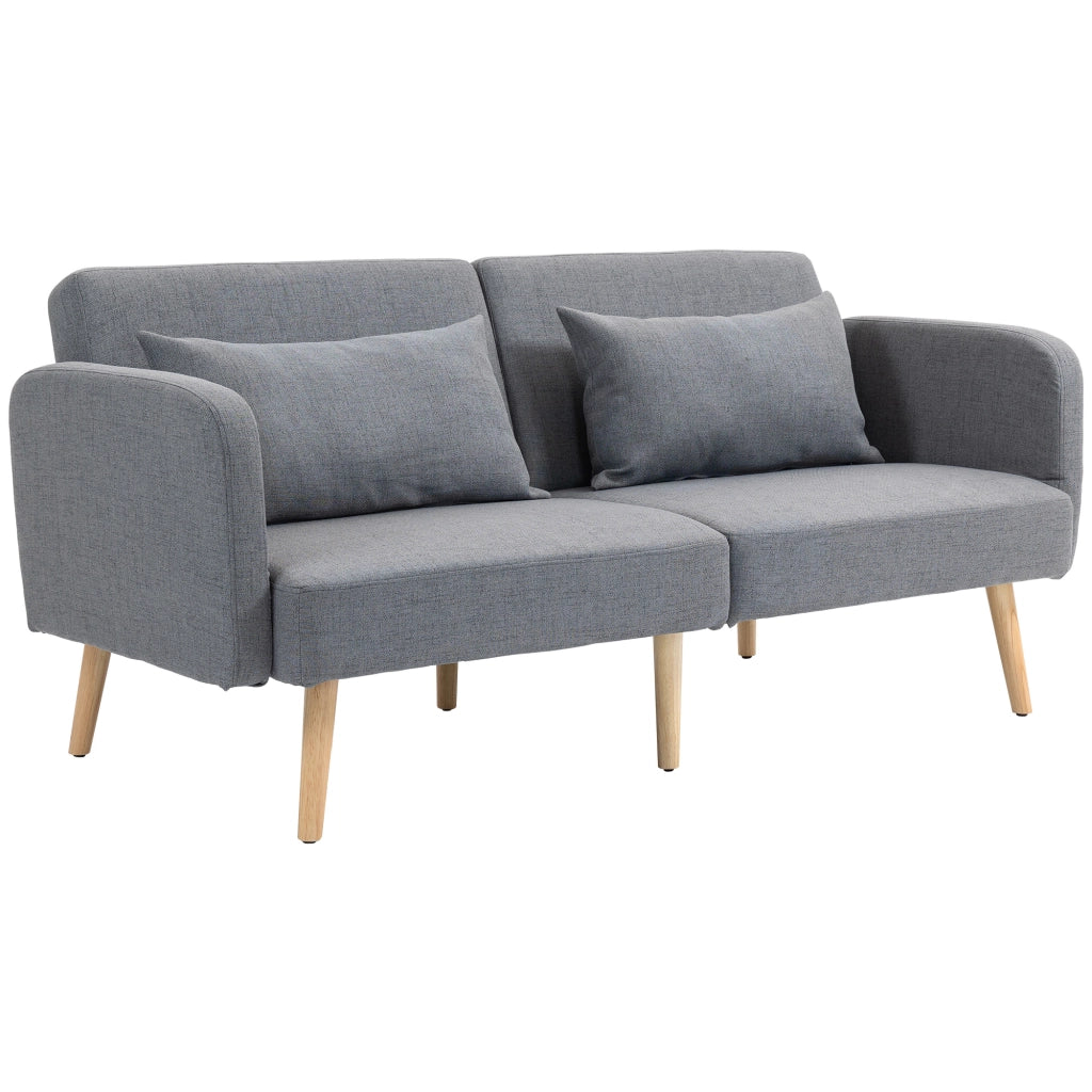 DIVANO LETTO 170 cm Grigio in poliestere con 2 cuscini