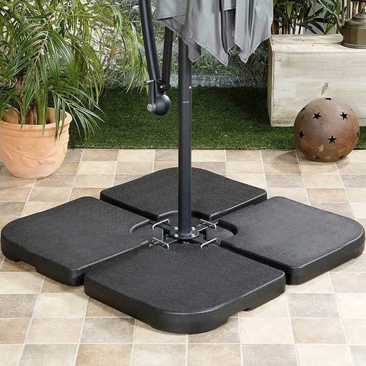 Set 4 Pesi Base Ombrellone Riempibili 50x50 Supporto Palo Giardino Nero