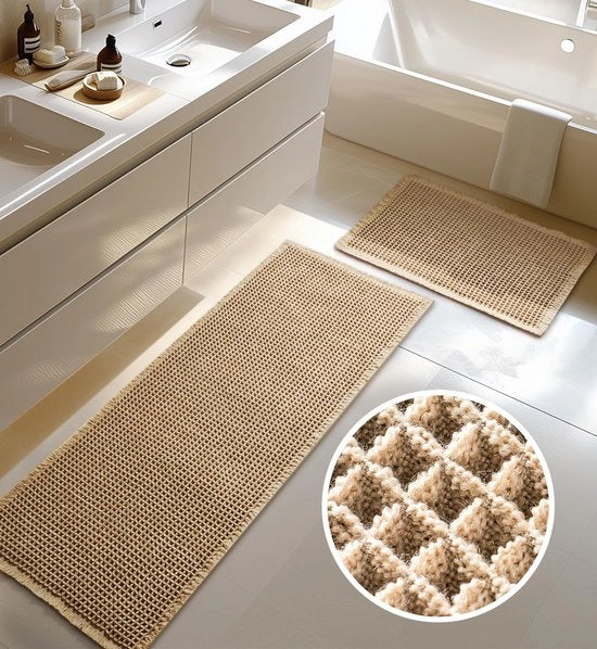 Set di mattonelle da bagno grandi, set da bagno 2 in 1, mattonella antiscivolo, mattonella boho, asciugamano per doccia lavabile per soggiorno, camera da letto, bagno, decorazione bagno, 51 x 120 cm + 41 x 61 cm