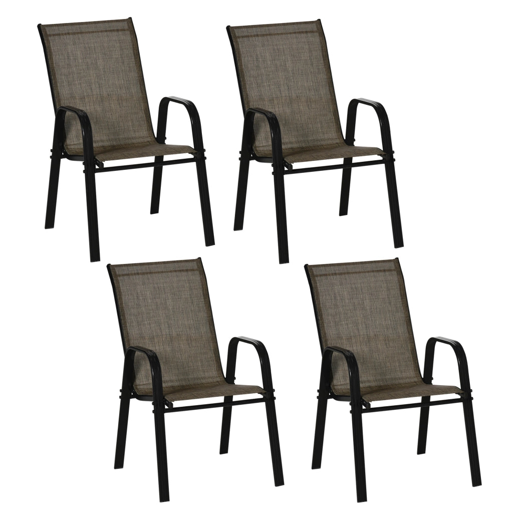 Sedie da Giardino Set 4 Pezzi in Metallo e Tessuto ¨C zephmum ¨C Marrone