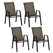Sedie da Giardino Set 4 Pezzi in Metallo e Tessuto ¨C zephmum ¨C Marrone