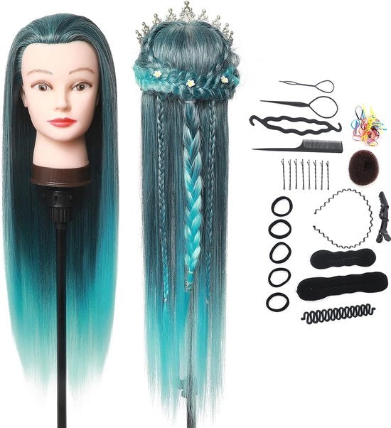 Capigliatura per parrucchieri - capelli in fibra sintetica 100% - 66-75 cm - manichino per stile capelli