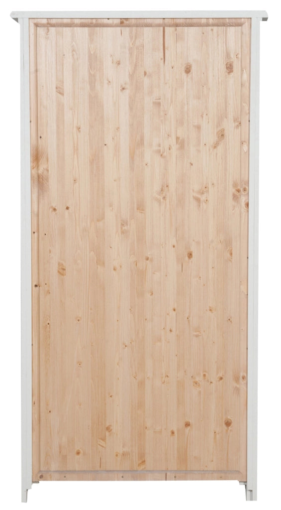 Biscottini Vetrina Credenza Country in legno massello di tiglio finitura bianca anticata L68xPR25xH130 cm. Made in Italy