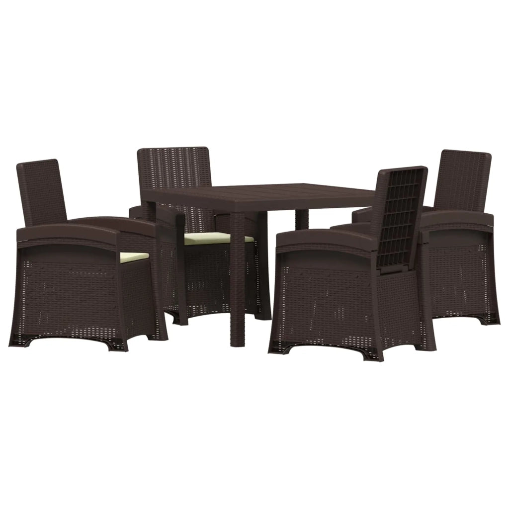 Set da Pranzo per Giardino 5 pz Marrone e Crema PP 3430107