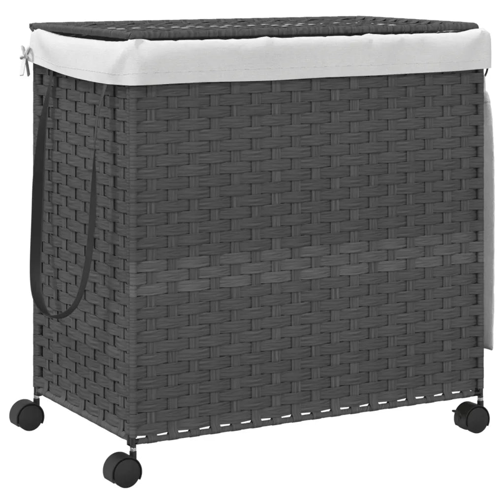 Cesto Portabiancheria con Ruote Grigio 60x35x60,5 cm Rattancod mxl 133378