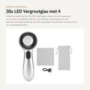 Vergrootglas LED 30x con 4 modalità di illuminazione per gioielli e ispezione