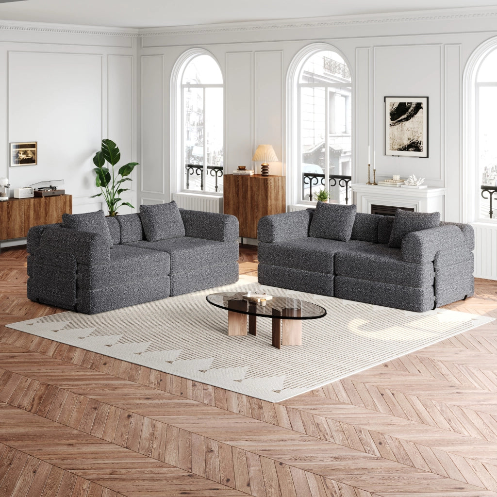 DIVANO LETTO 1 posto in Chenille Grigio con vano nel bracciolo