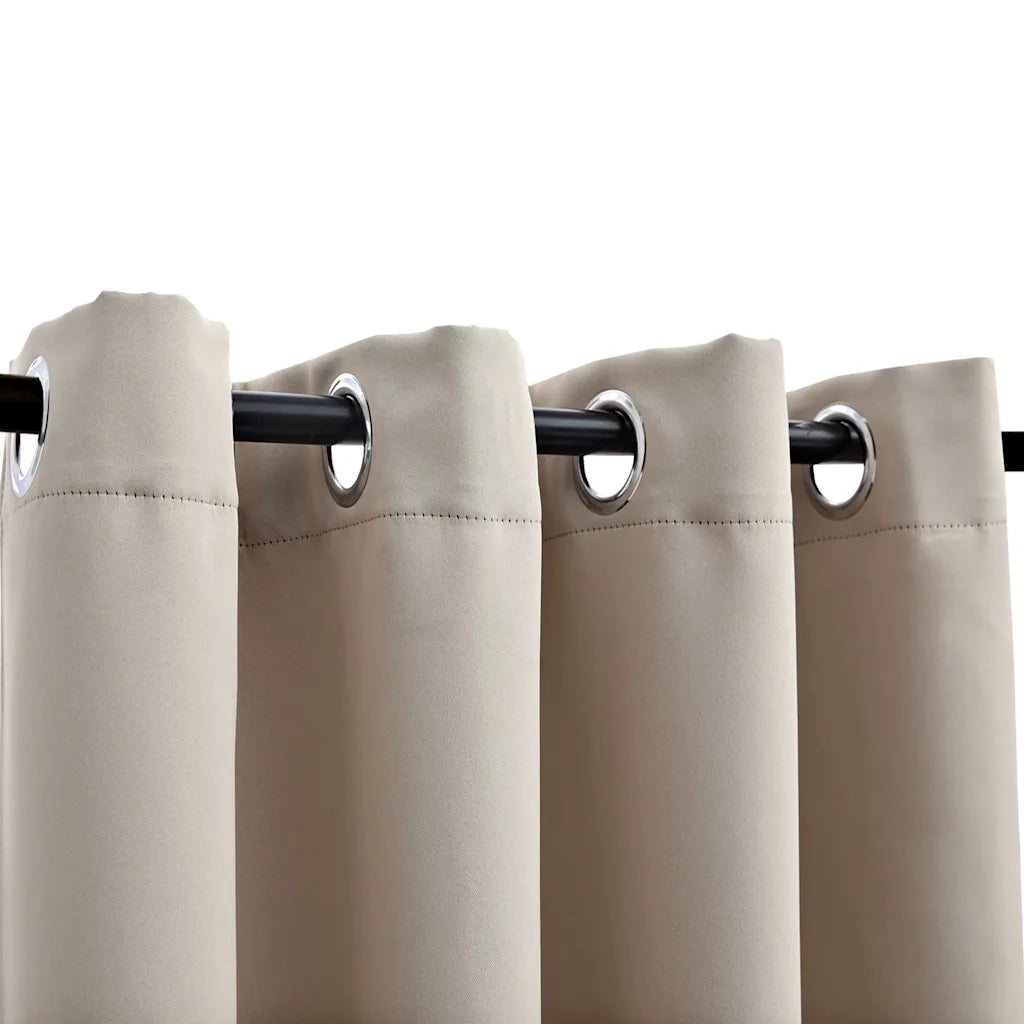 Tende Oscuranti | Tende Blackout con Anelli in Metallo 2 pz Beige 140x245 cm