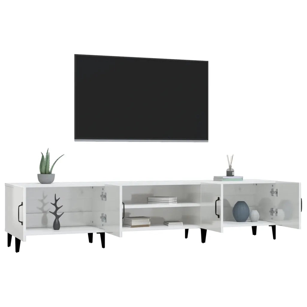 Mobile Porta TV Bianco Lucido 180x31,5x40 cm Legno Multistrato 816266
