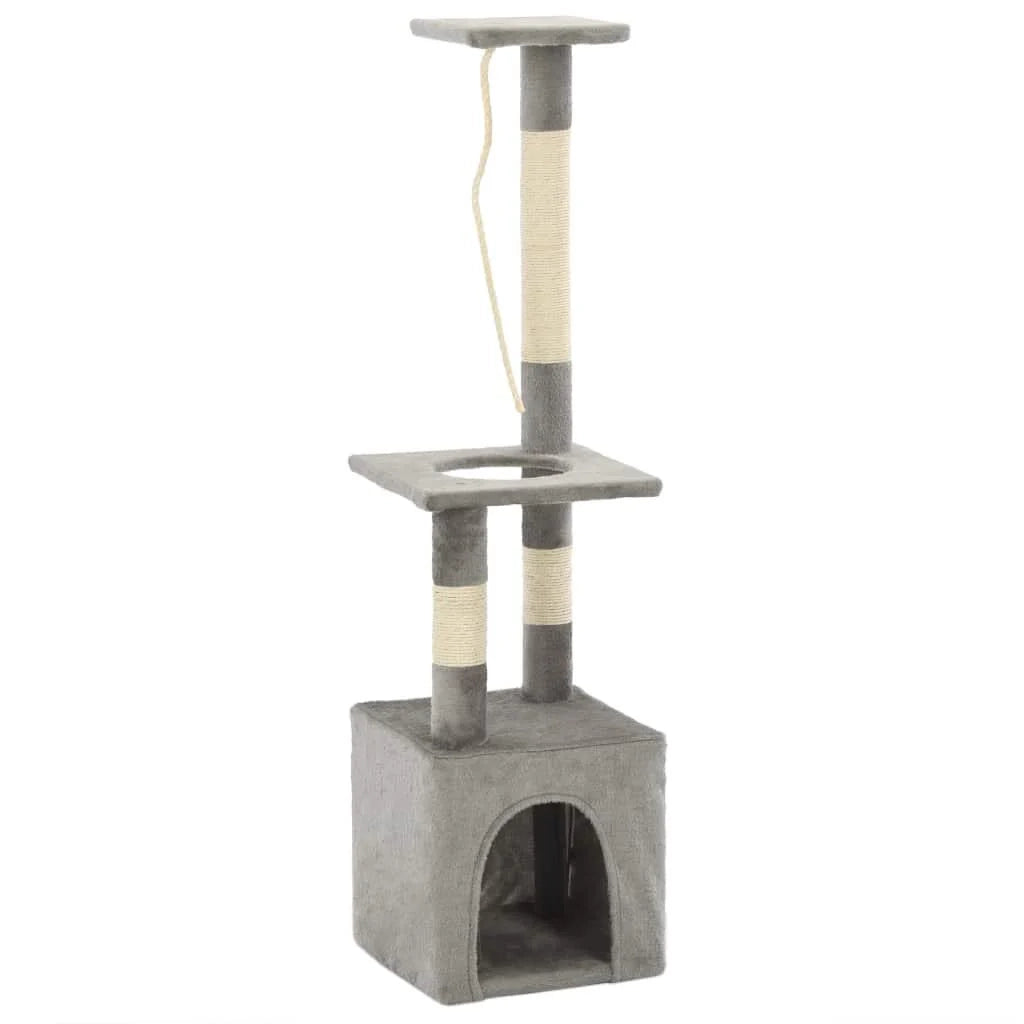 Tiragraffi albero per gatti cuccia per gatti giocattolo peluche sisal 109 cm grigio 3702239