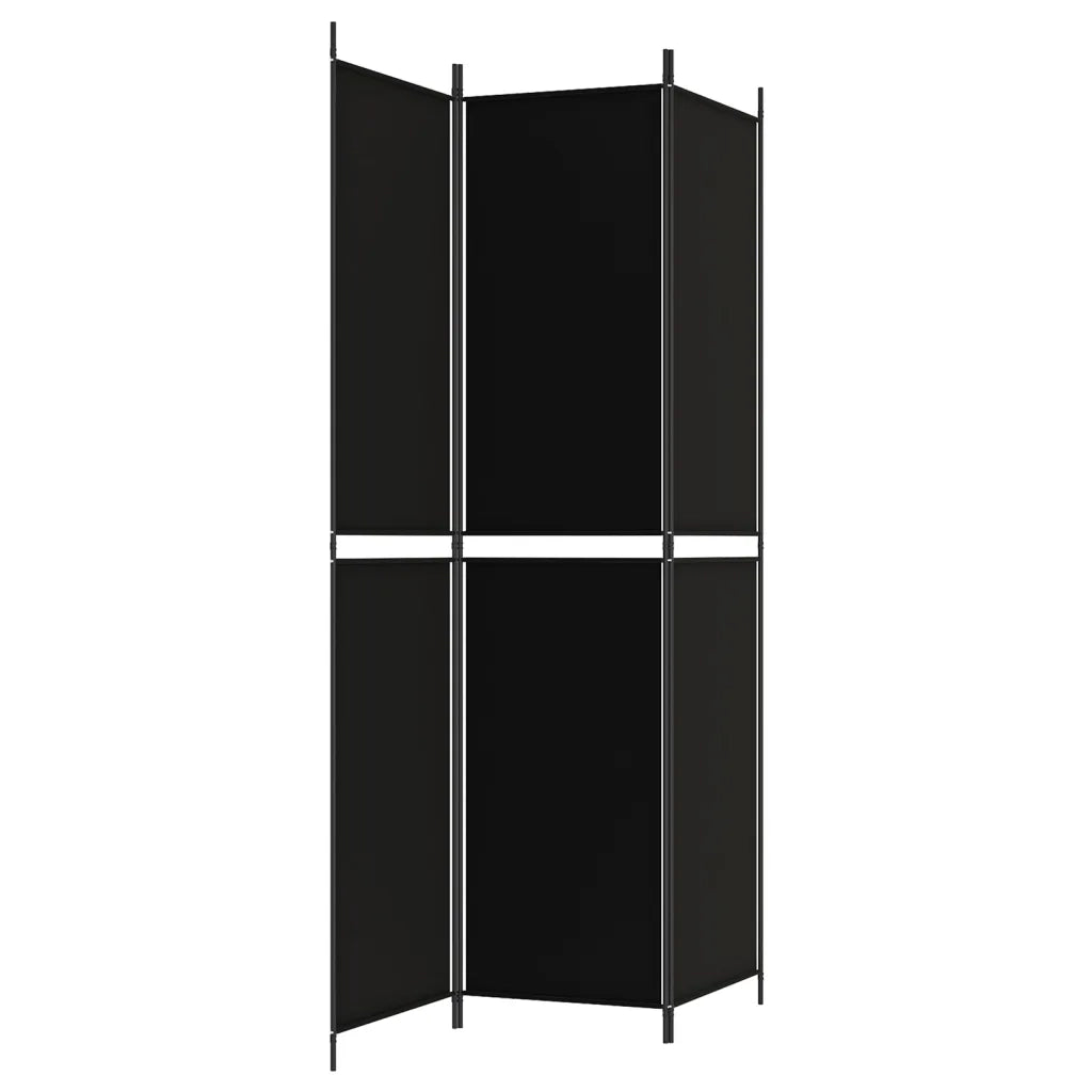 Divisorio a 3 Pannelli Nero 150x220 cm in Tessuto 350245